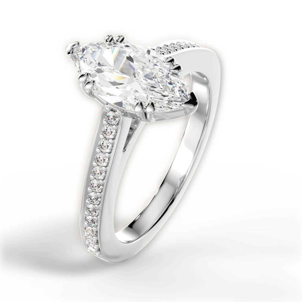 Denise Marquise Cut Lab Grown Diamond 18Kt White Gold Engagement Ring - View 3