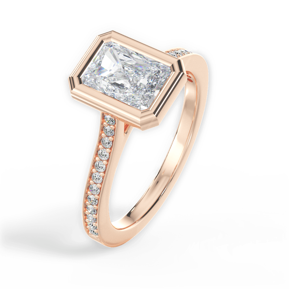 Deanna Radiant Cut Lab Grown Diamond 18Kt Rose Gold Engagement Ring - View 2