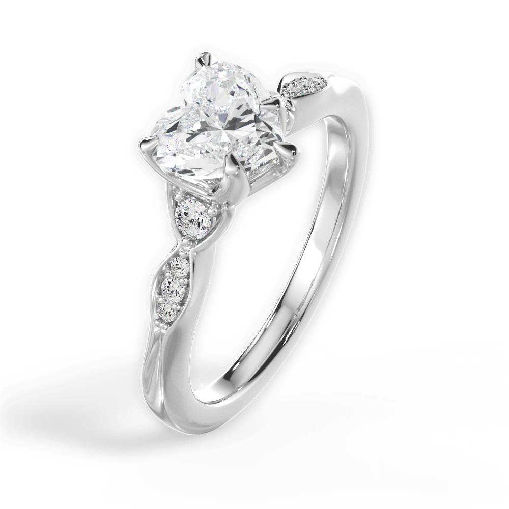 Cassie Heart Cut Lab Grown Diamond 18Kt White Gold Engagement Ring - View 3