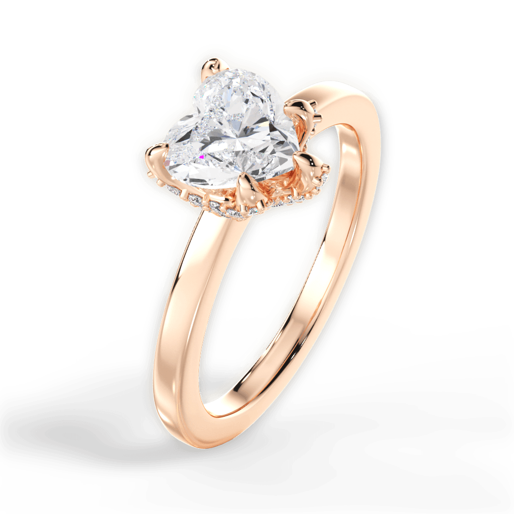 Gemma Heart Cut Lab Grown Diamond 18Kt Rose Gold Engagement Ring - View 3