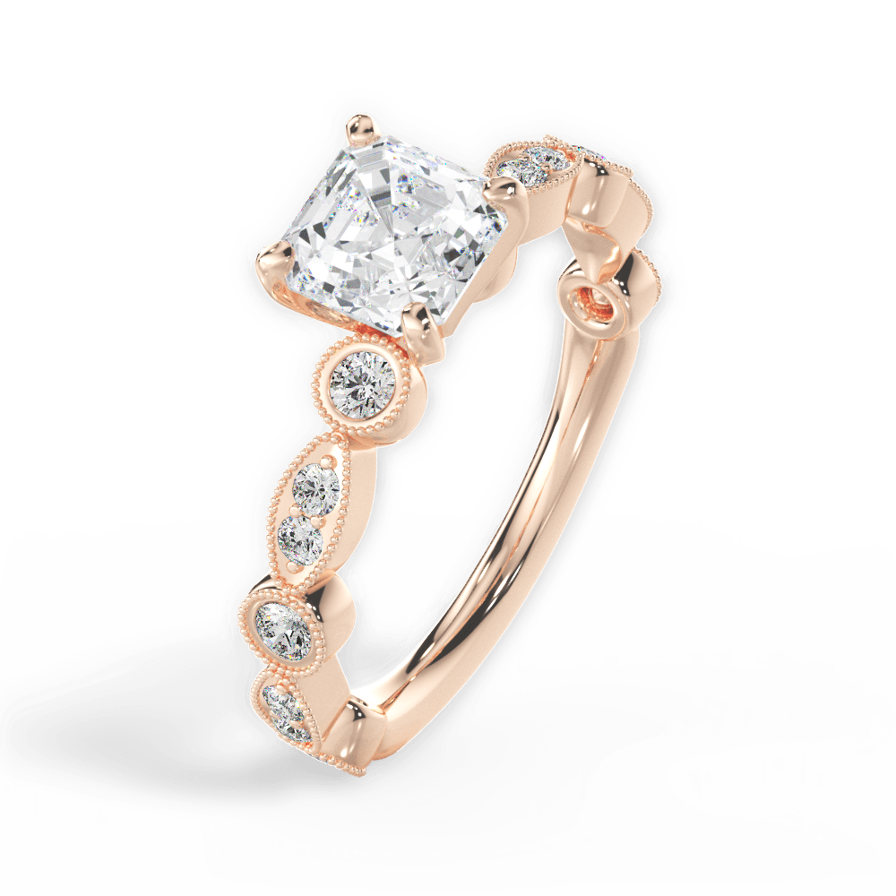 Edith Asscher Cut Lab Grown Diamond 18Kt Rose Gold Engagement Ring - View 4