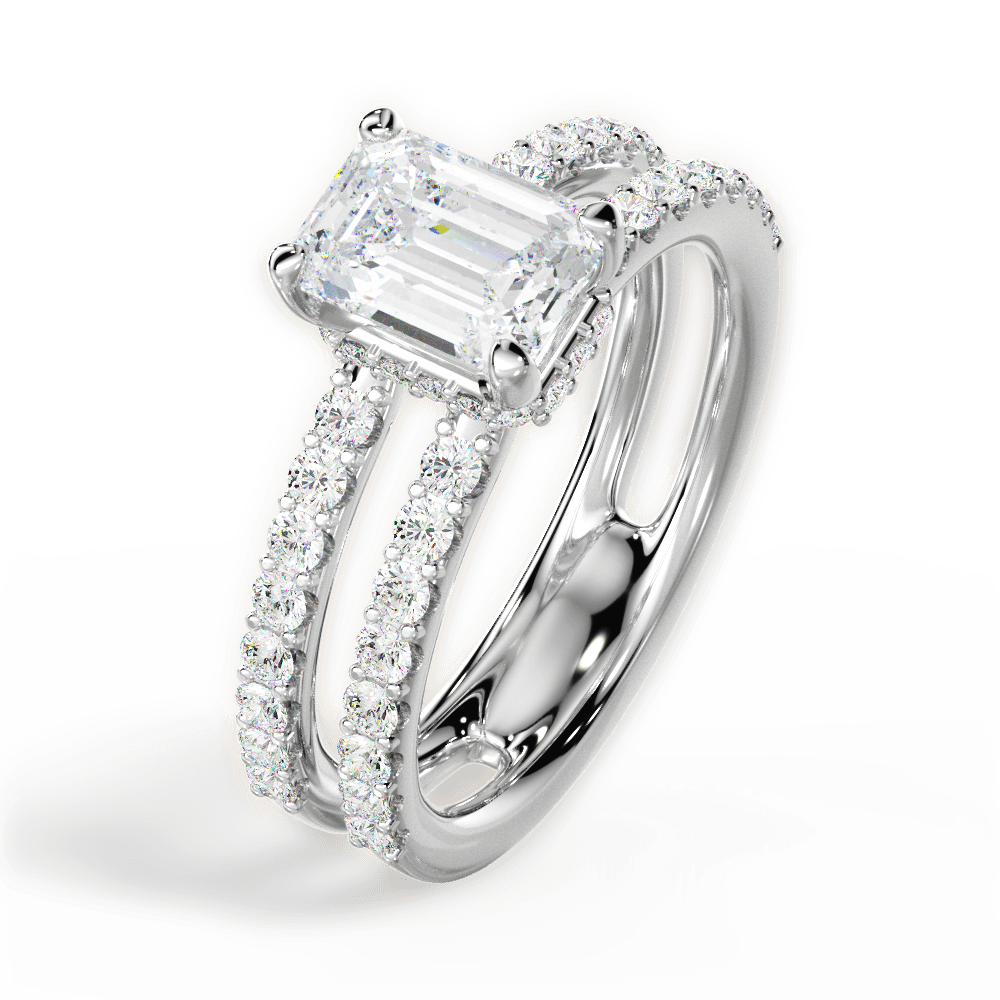 Christie Emerald Cut Lab Grown Diamond Platinum Engagement Ring - View 2