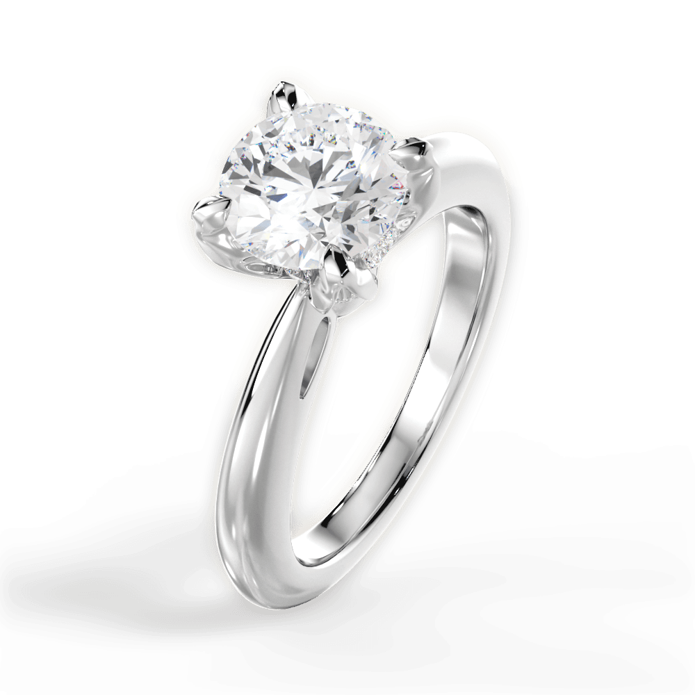 Elaine Round Cut Lab Grown Diamond 18Kt White Gold Engagement Ring - View 2