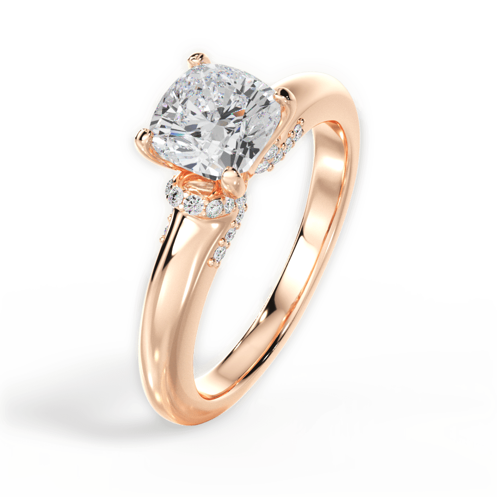 Florence Cushion Cut Lab Grown Diamond 18Kt Rose Gold Engagement Ring - View 3
