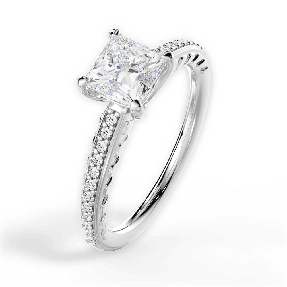 Caroline Princess Cut Lab Grown Diamond 14Kt White Gold Engagement Ring - View 4