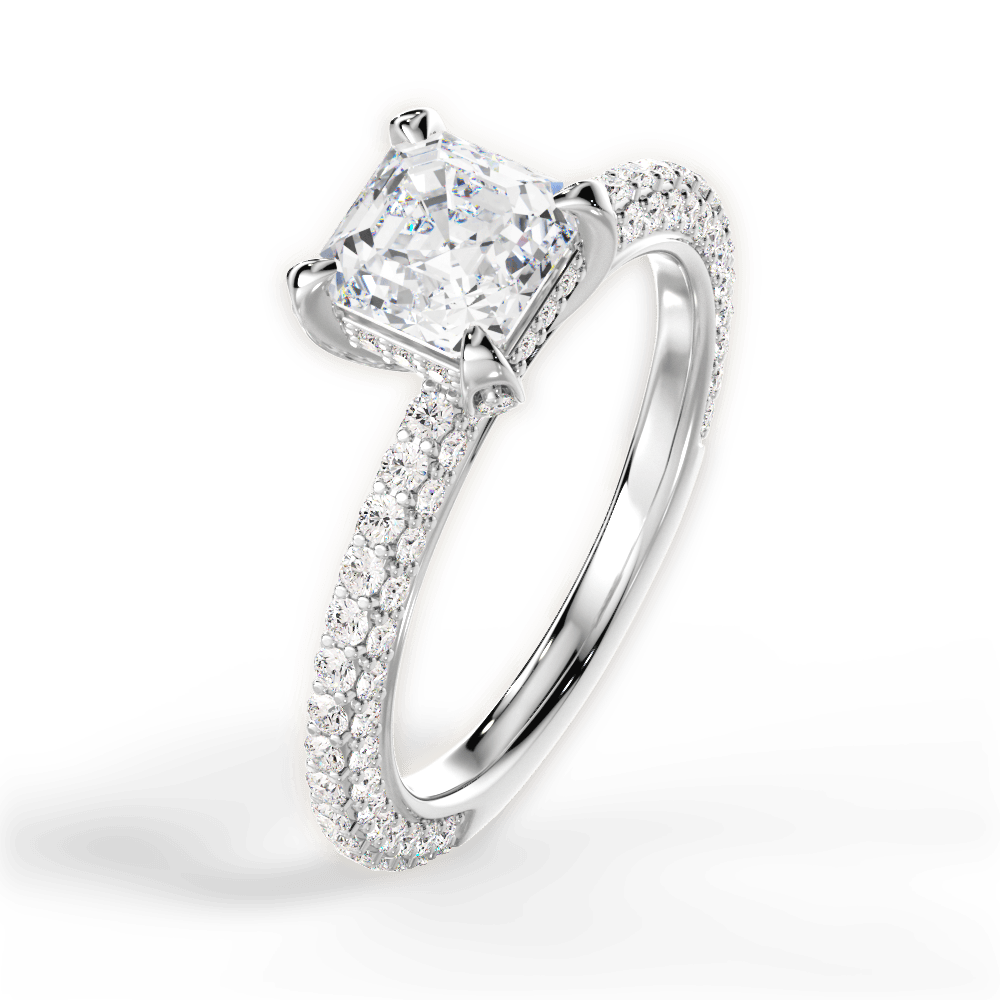Madeline Asscher Cut Lab Grown Diamond Platinum Engagement Ring - View 3