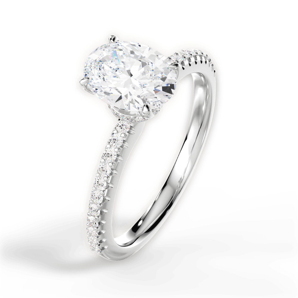 Giselle Oval Cut Lab Grown Diamond 14Kt White Gold Engagement Ring - View 2
