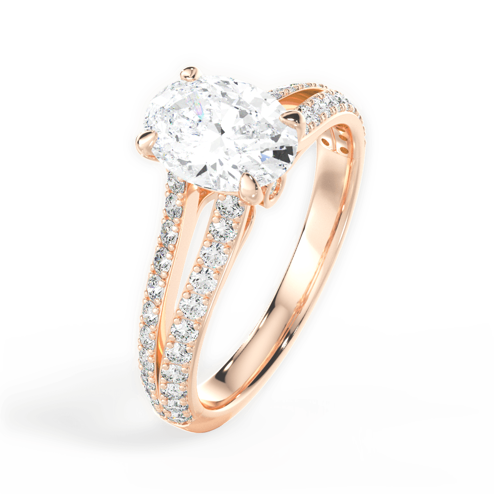 Kendra Oval Cut Lab Grown Diamond 18Kt Rose Gold Engagement Ring - View 2