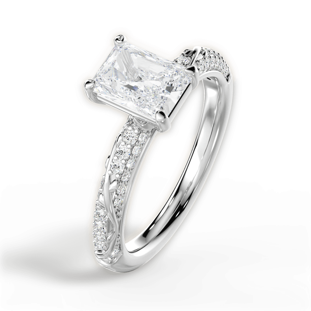 Gloria Radiant Cut Lab Grown Diamond Platinum Engagement Ring - View 4