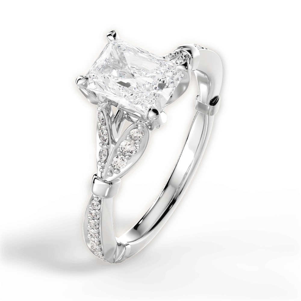 Geraldine Radiant Cut Lab Grown Diamond 18Kt White Gold Engagement Ring - View 3