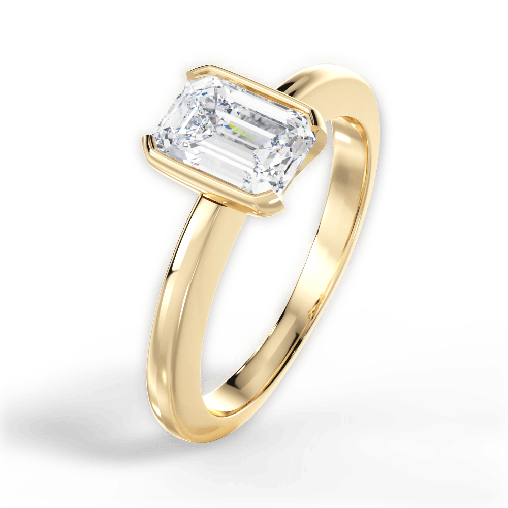 Bridget Emerald Cut Lab Grown Diamond 18Kt Yellow Gold Engagement Ring - View 2