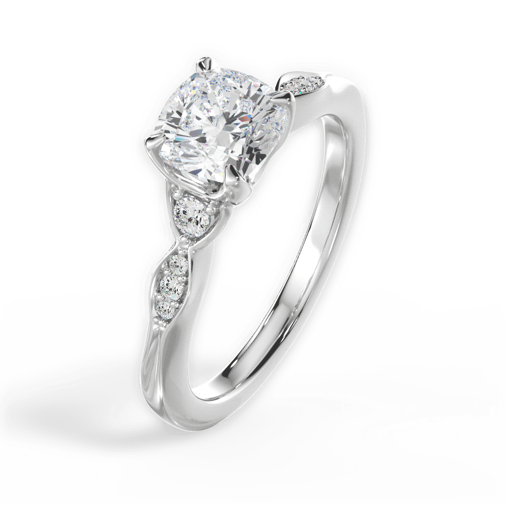 Cassie Cushion Cut Lab Grown Diamond 14Kt White Gold Engagement Ring - View 3