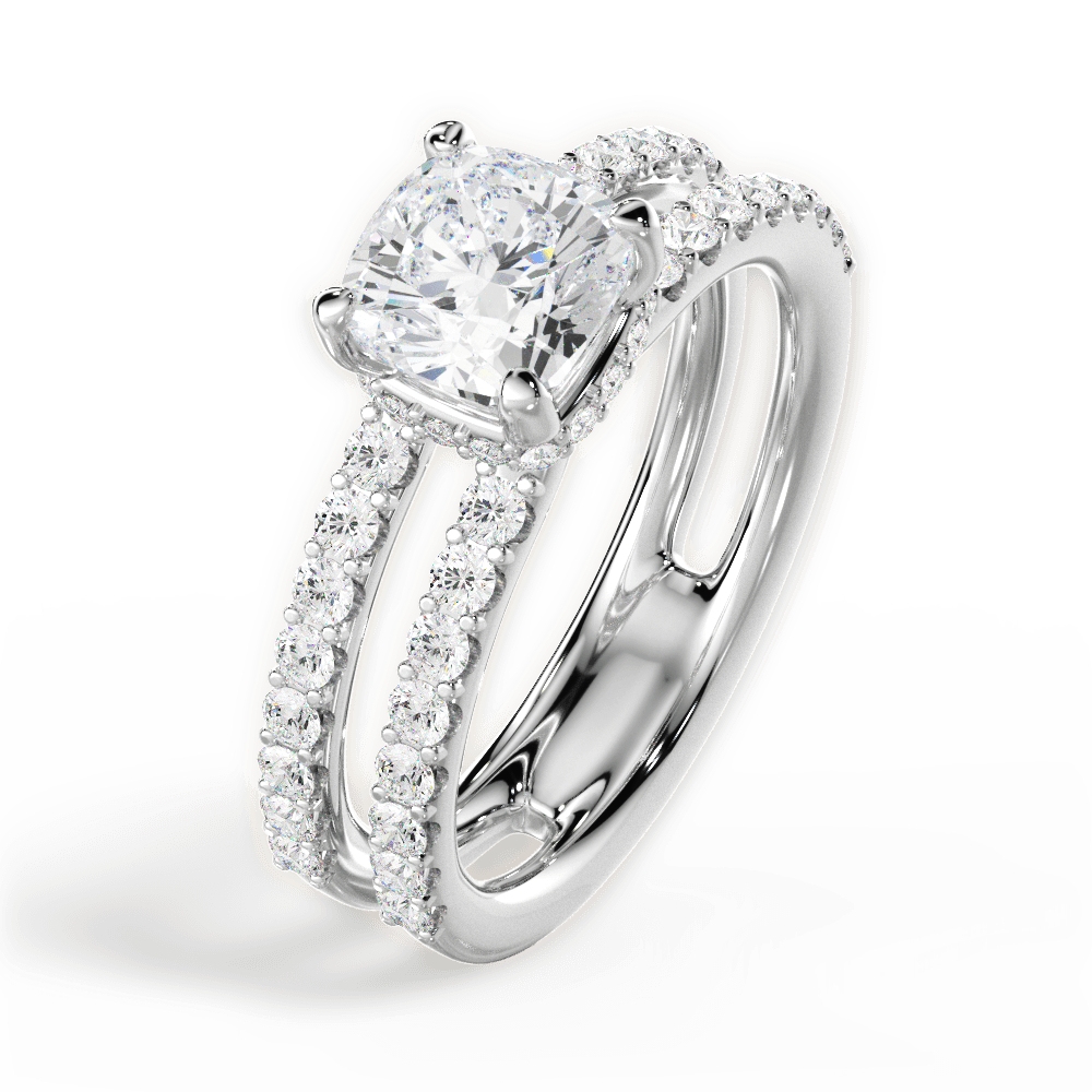Christie Cushion Cut Lab Grown Diamond 18Kt White Gold Engagement Ring - View 2