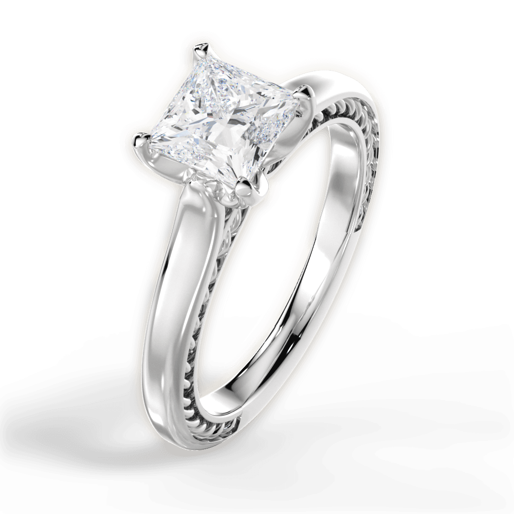 Carrie Princess Cut Lab Grown Diamond 18Kt White Gold Engagement Ring - View 2