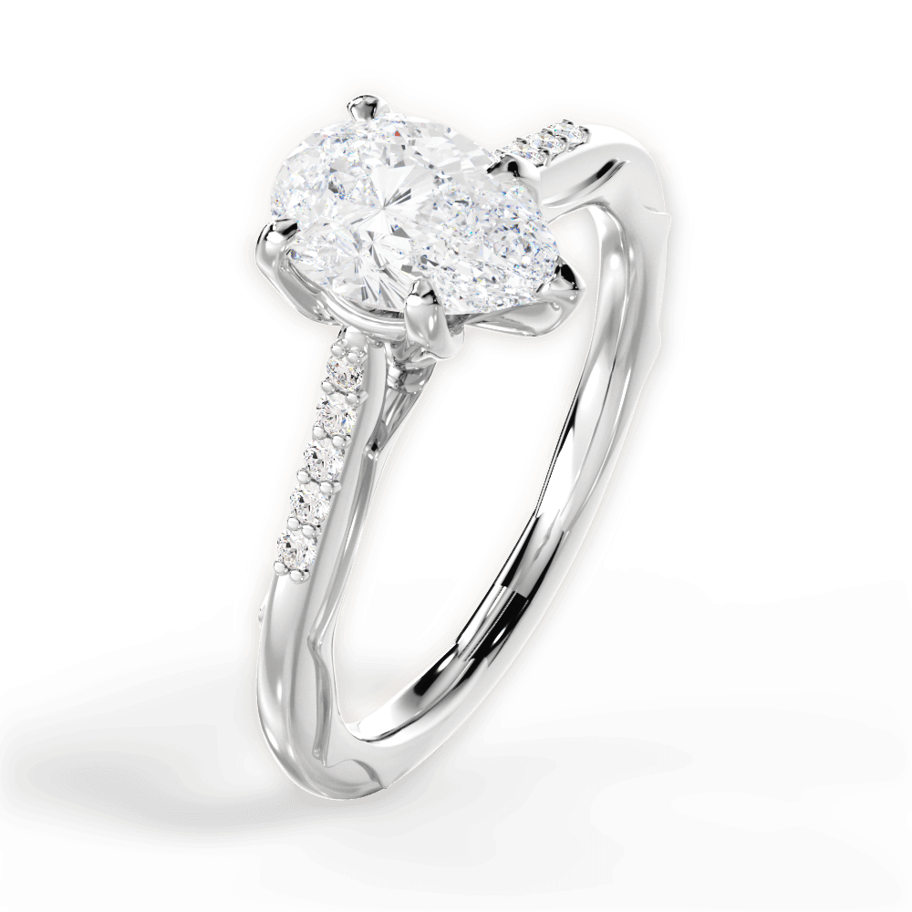 Christina Pear Cut Lab Grown Diamond 14Kt White Gold Engagement Ring - View 4