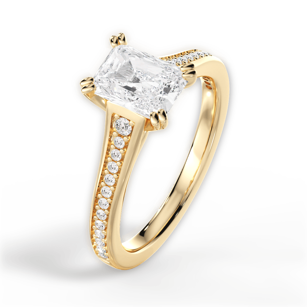 Delia Radiant Cut Lab Grown Diamond 18Kt Yellow Gold Engagement Ring - View 4