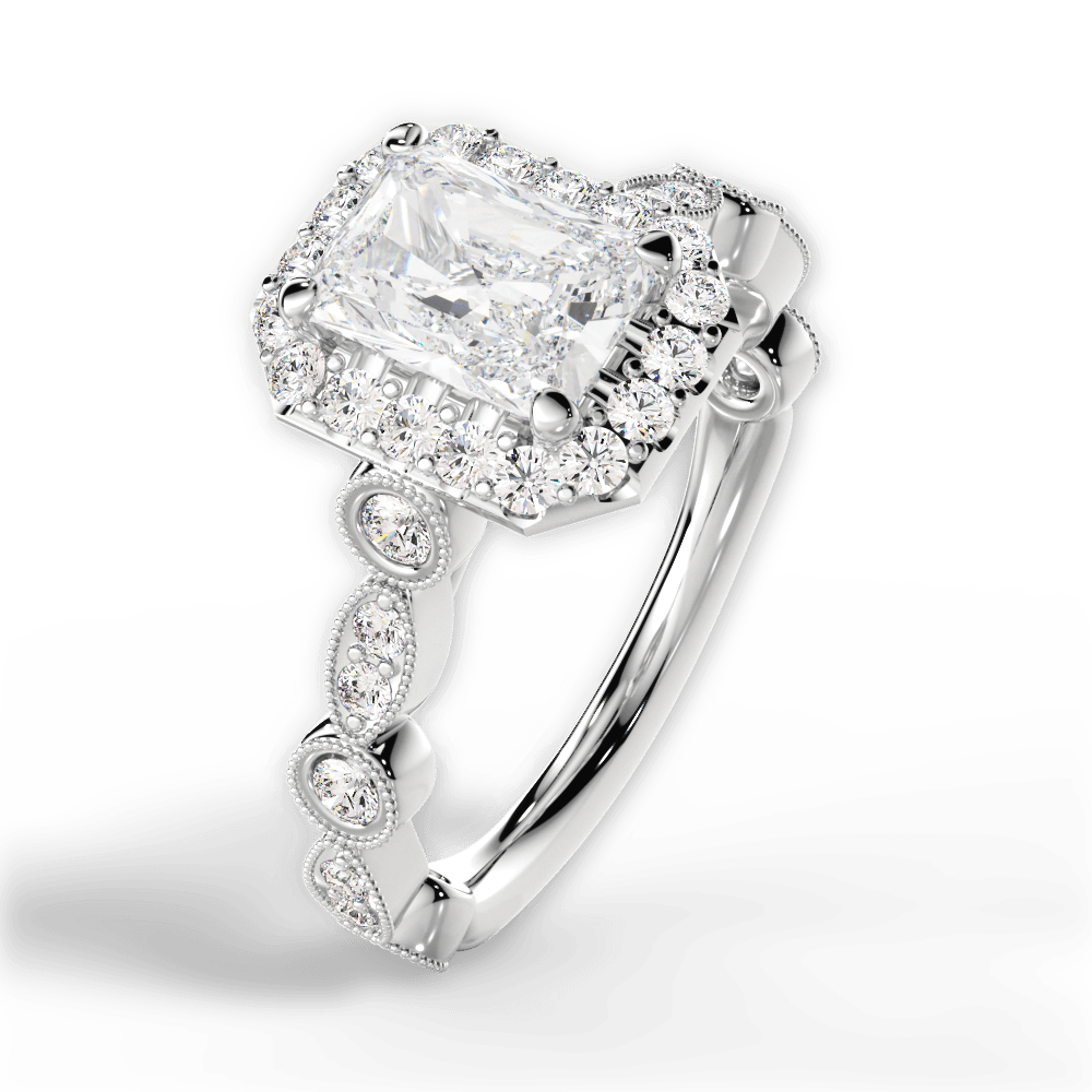 Irene Radiant Cut Lab Grown Diamond 18Kt White Gold Engagement Ring - View 3