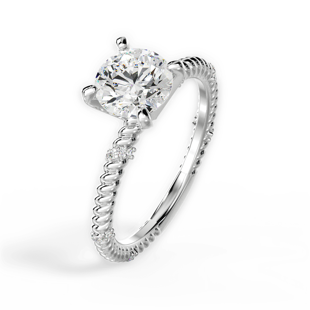 Chloe Round Cut Lab Grown Diamond 18Kt White Gold Engagement Ring - View 3