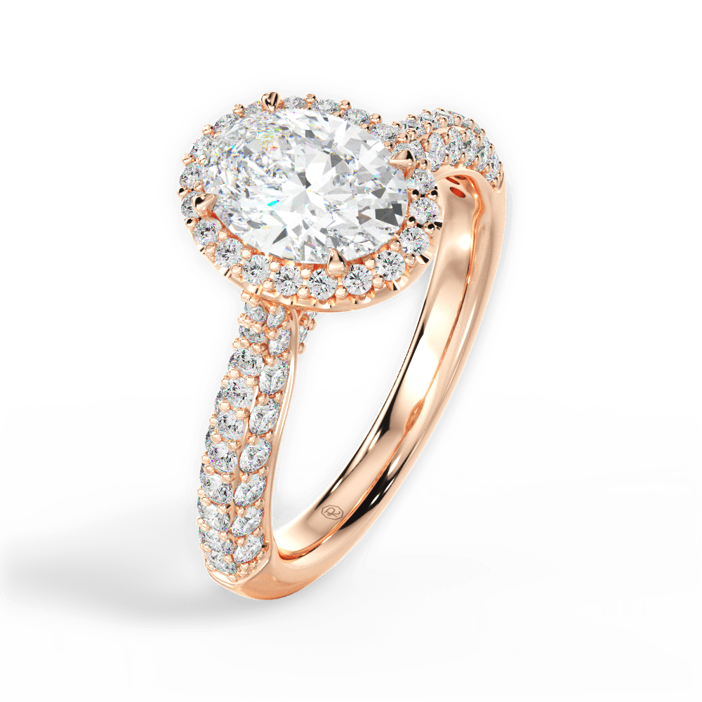 Lucy Oval Cut Lab Grown Diamond 18Kt Rose Gold Engagement Ring - View 3