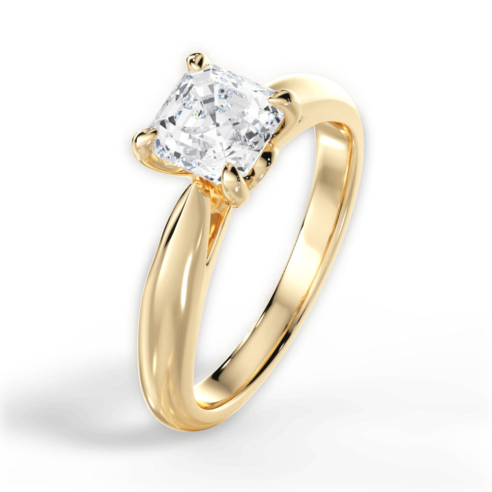 Dolores Asscher Cut Lab Grown Diamond 18Kt Yellow Gold Engagement Ring - View 4