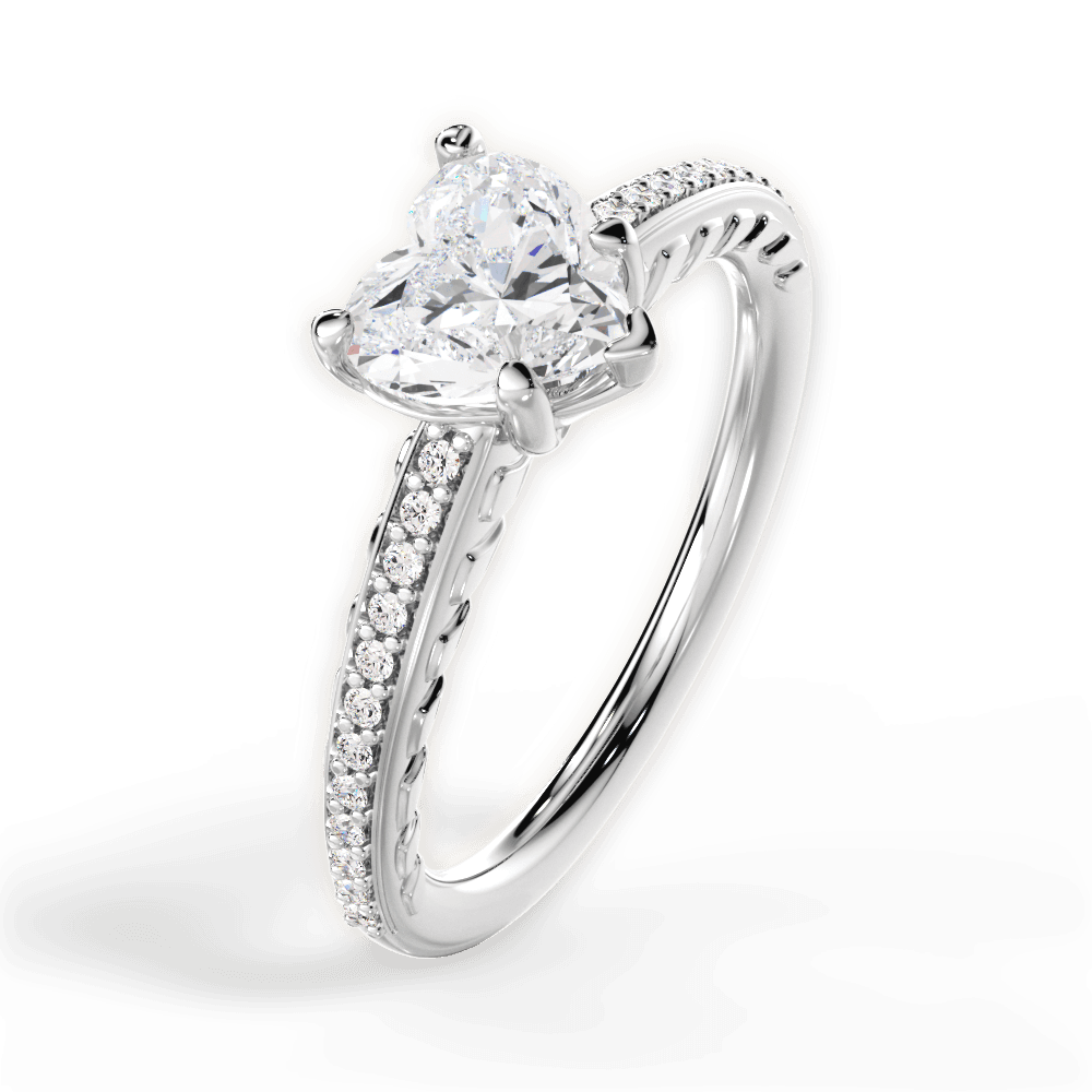 Caroline Heart Cut Lab Grown Diamond 18Kt White Gold Engagement Ring - View 3