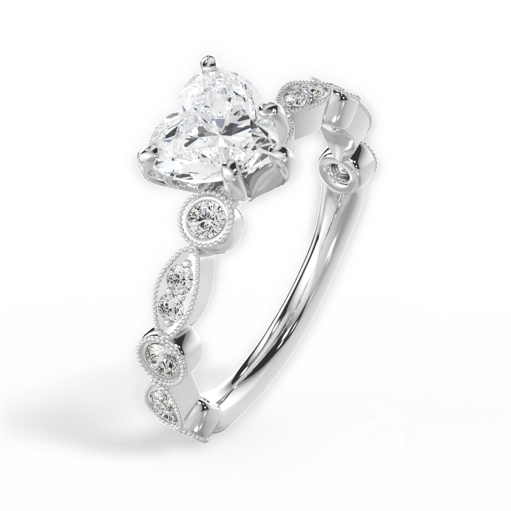 Edith Heart Cut Lab Grown Diamond 14Kt White Gold Engagement Ring - View 2