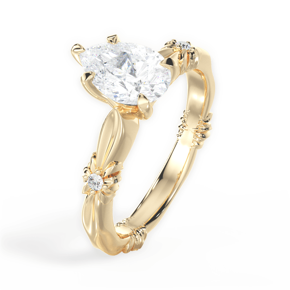 Claire Pear Cut Lab Grown Diamond 18Kt Yellow Gold Engagement Ring - View 4