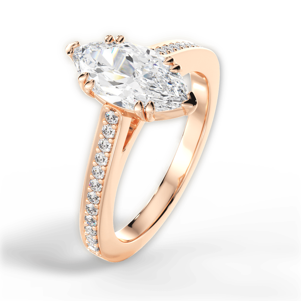 Denise Marquise Cut Lab Grown Diamond 18Kt Rose Gold Engagement Ring - View 3