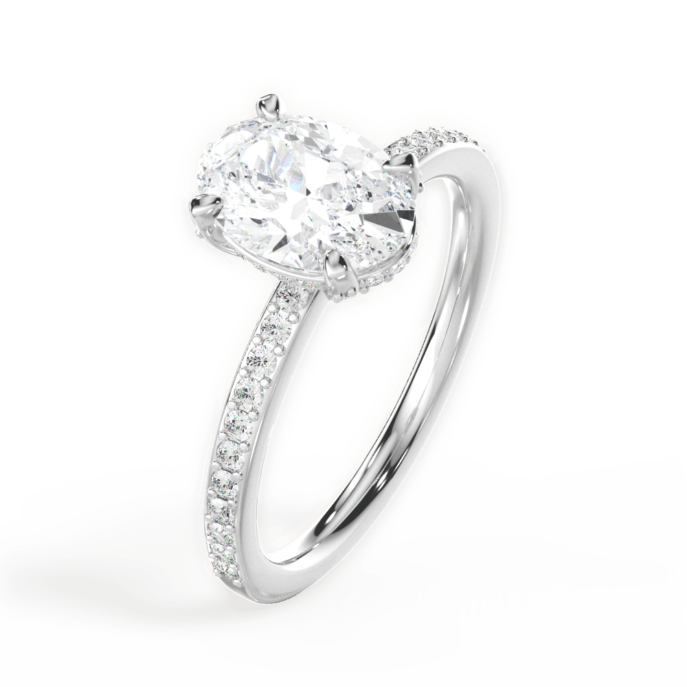 Janice Oval Cut Lab Grown Diamond 14Kt White Gold Engagement Ring - View 3