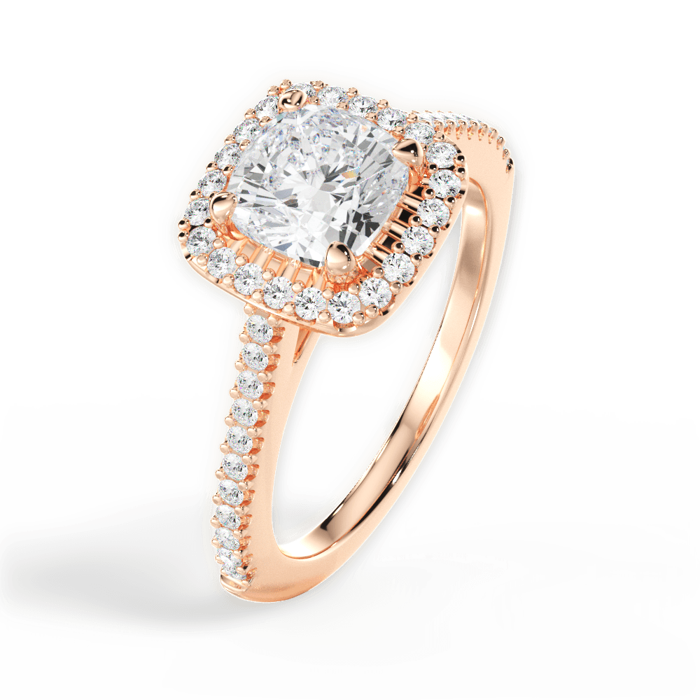 Jeanne Cushion Cut Lab Grown Diamond 18Kt Rose Gold Engagement Ring - View 3