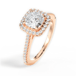 Jeanne Cushion Cut Lab Grown Diamond 18Kt Rose Gold Engagement Ring - View 3