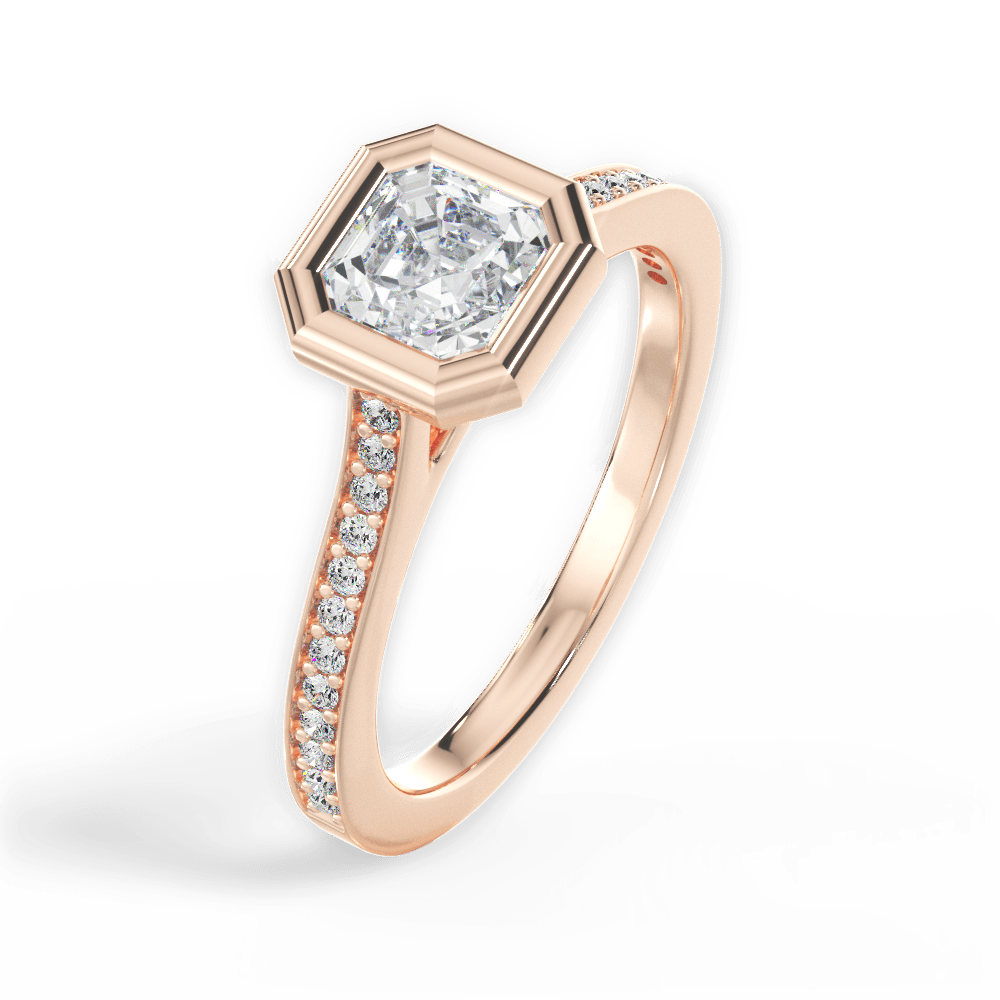 Deanna Asscher Cut Lab Grown Diamond 18Kt Rose Gold Engagement Ring - View 2