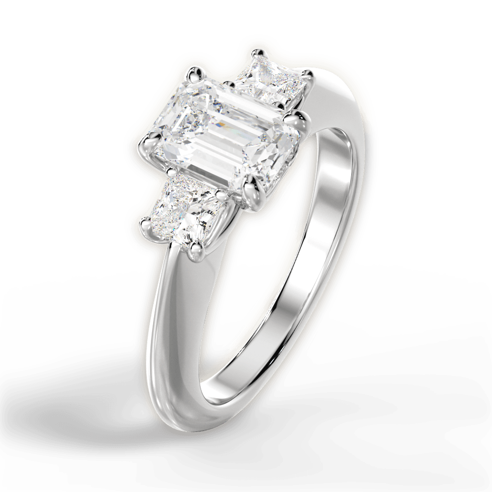 Dorothy Emerald Cut Lab Grown Diamond Platinum Engagement Ring - View 2
