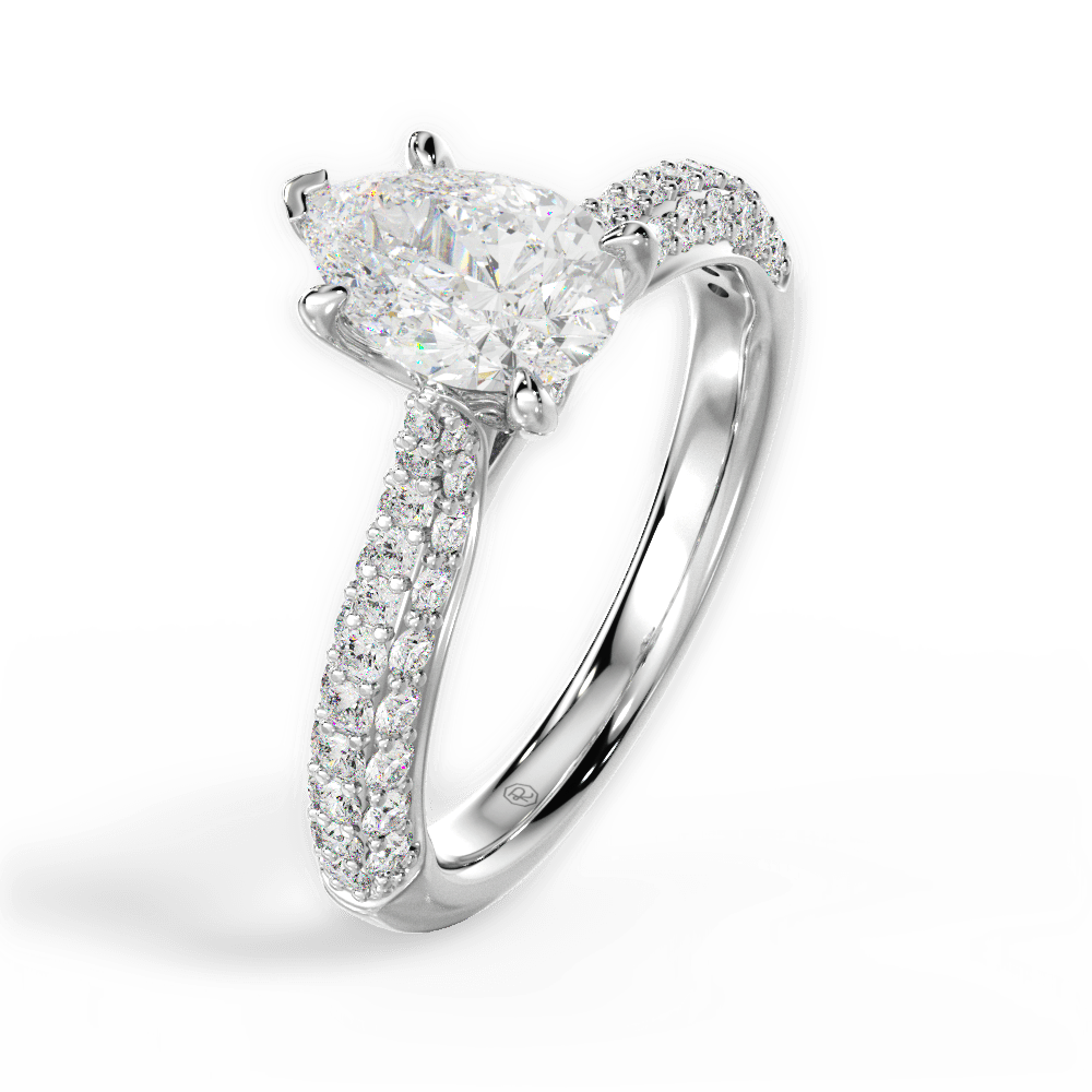 Kira Pear Cut Lab Grown Diamond 14Kt White Gold Engagement Ring - View 4