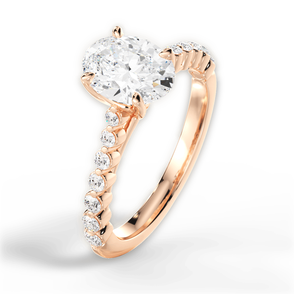 Dana Oval Cut Lab Grown Diamond 18Kt Rose Gold Engagement Ring - View 3