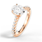 Dana Oval Cut Lab Grown Diamond 18Kt Rose Gold Engagement Ring - View 3