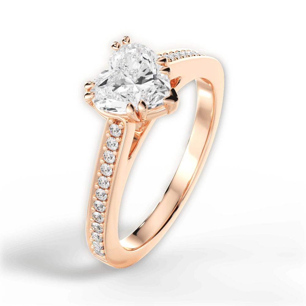 Denise Heart Cut Lab Grown Diamond 18Kt Rose Gold Engagement Ring - View 3