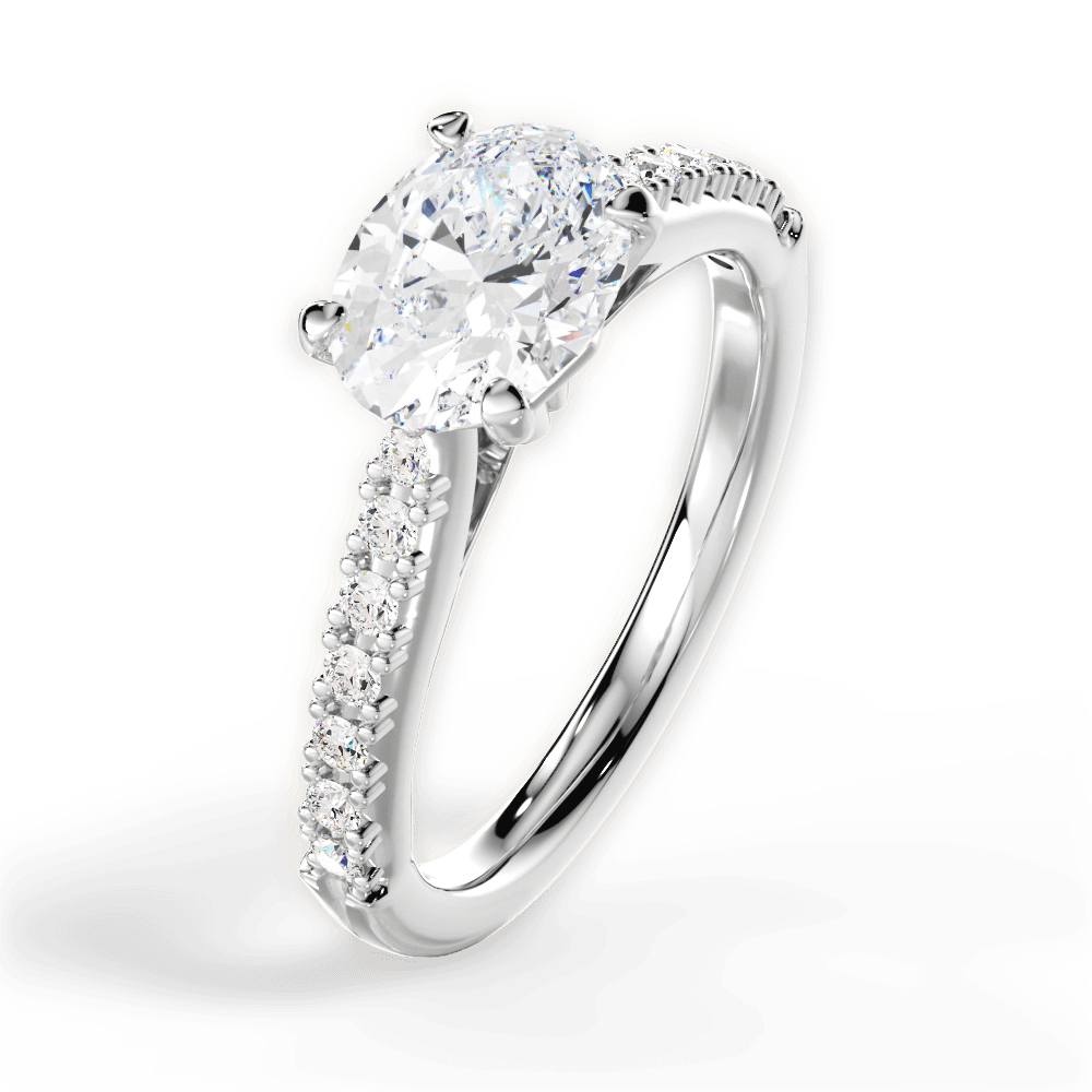 Diane Oval Cut Lab Grown Diamond 18Kt White Gold Engagement Ring - View 3