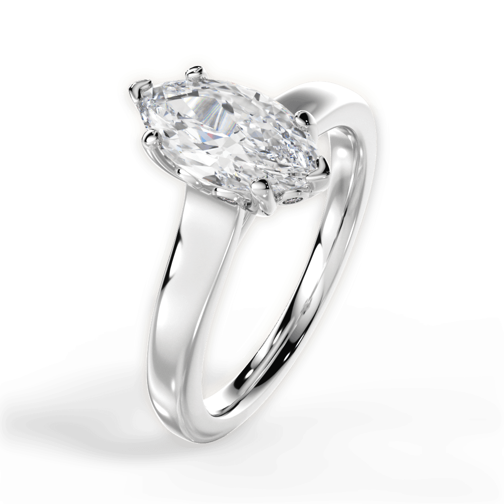 Carol Marquise Cut Lab Grown Diamond 14Kt White Gold Engagement Ring - View 2