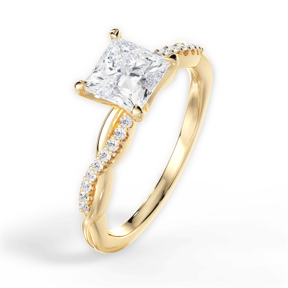 Charlotte Princess Cut Lab Grown Diamond 18Kt Yellow Gold Engagement Ring - View 4