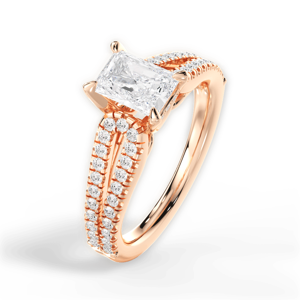 Jessica Radiant Cut Lab Grown Diamond 18Kt Rose Gold Engagement Ring - View 3