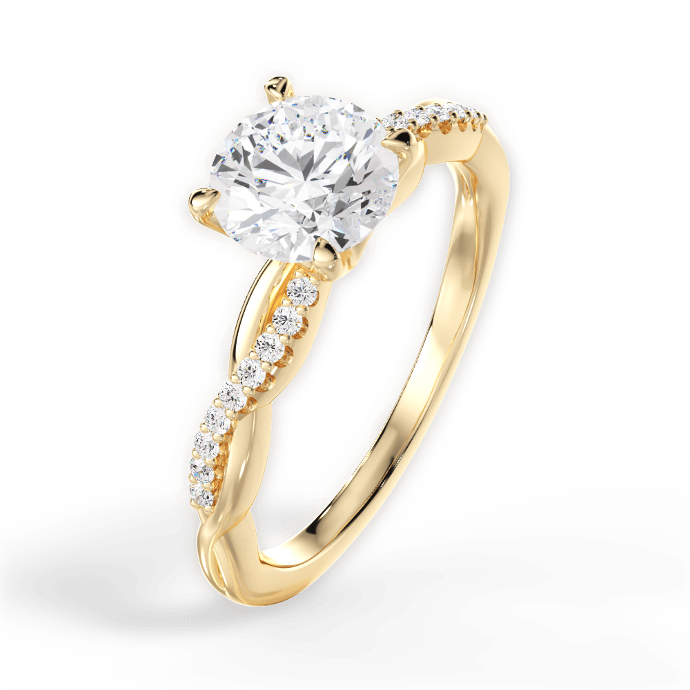 Charlotte Round Cut Lab Grown Diamond 18Kt Yellow Gold Engagement Ring - View 3