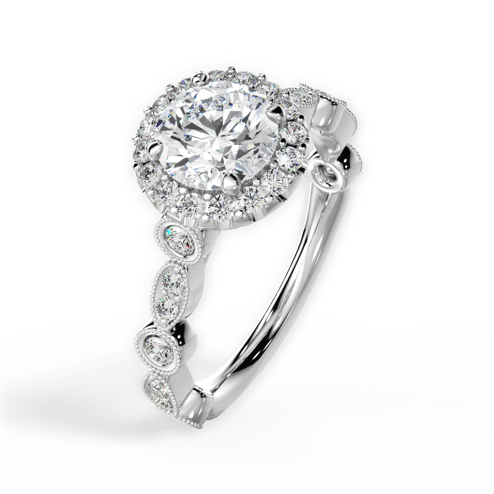Irene Round Cut Lab Grown Diamond Platinum Engagement Ring - View 2
