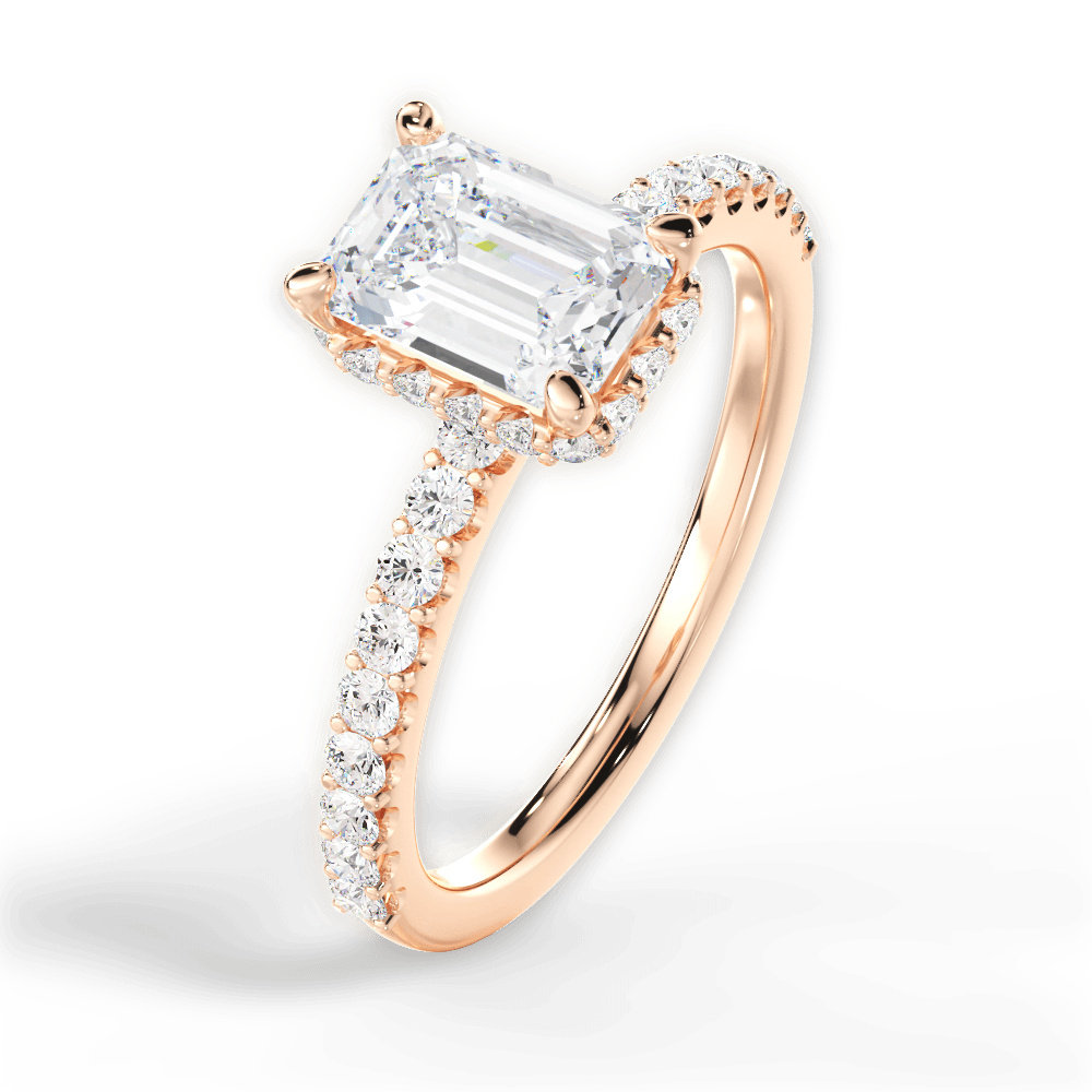 Isabella Emerald Cut Lab Grown Diamond 18Kt Rose Gold Engagement Ring - View 2