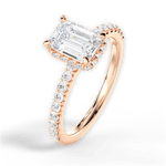 Isabella Emerald Cut Lab Grown Diamond 18Kt Rose Gold Engagement Ring - View 2