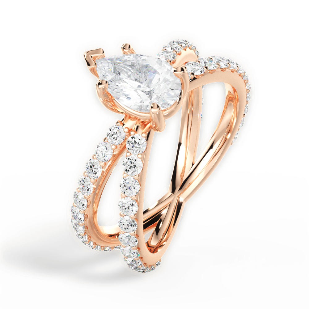 Lauren Pear Cut Lab Grown Diamond 18Kt Rose Gold Engagement Ring - View 3