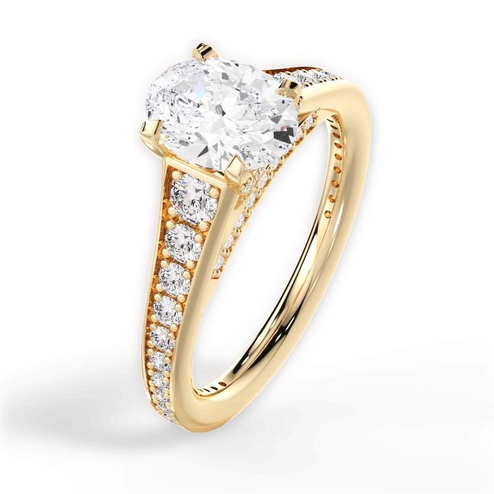 Leslie Oval Cut Lab Grown Diamond 18Kt Yellow Gold Engagement Ring - View 2