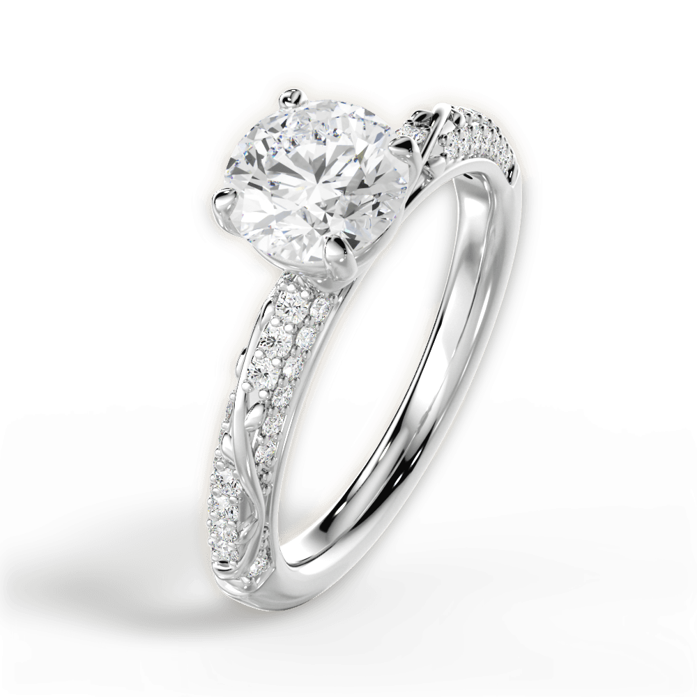 Gloria Round Cut Lab Grown Diamond Platinum Engagement Ring - View 3