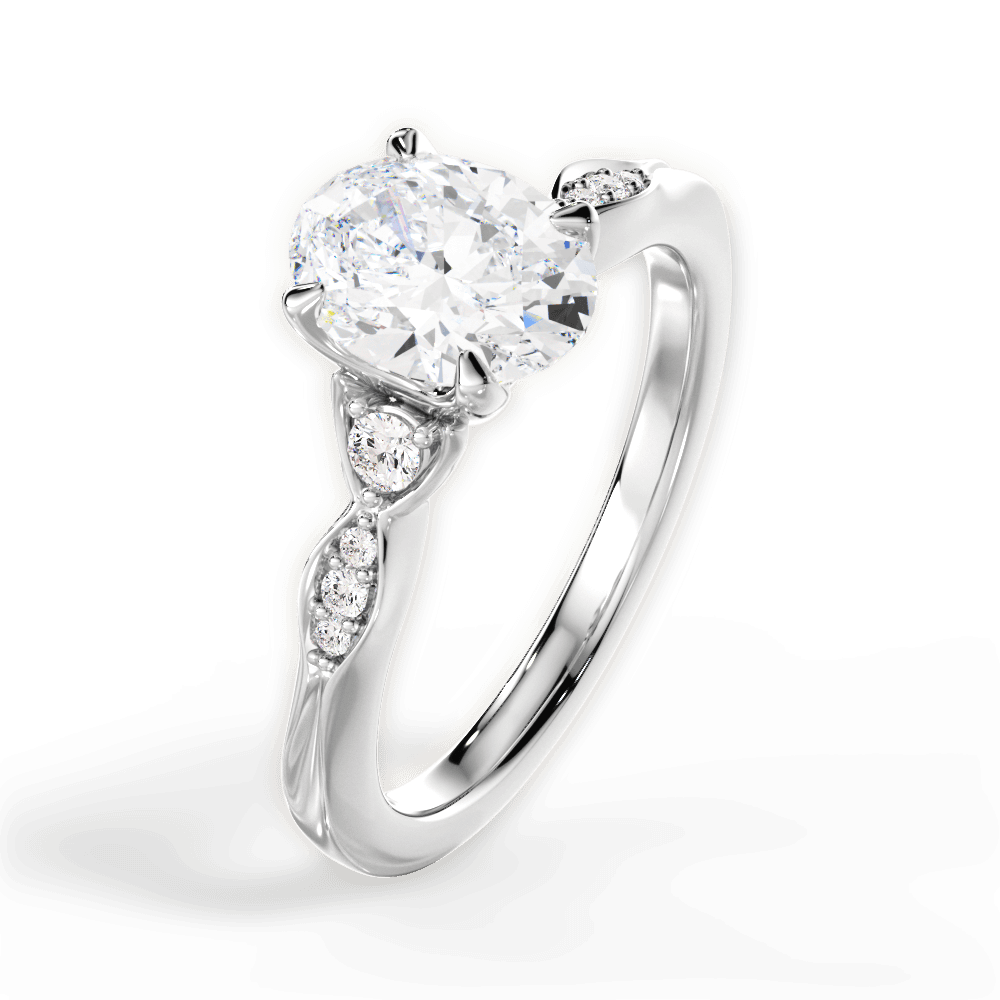Cassie Oval Cut Lab Grown Diamond 14Kt White Gold Engagement Ring - View 4