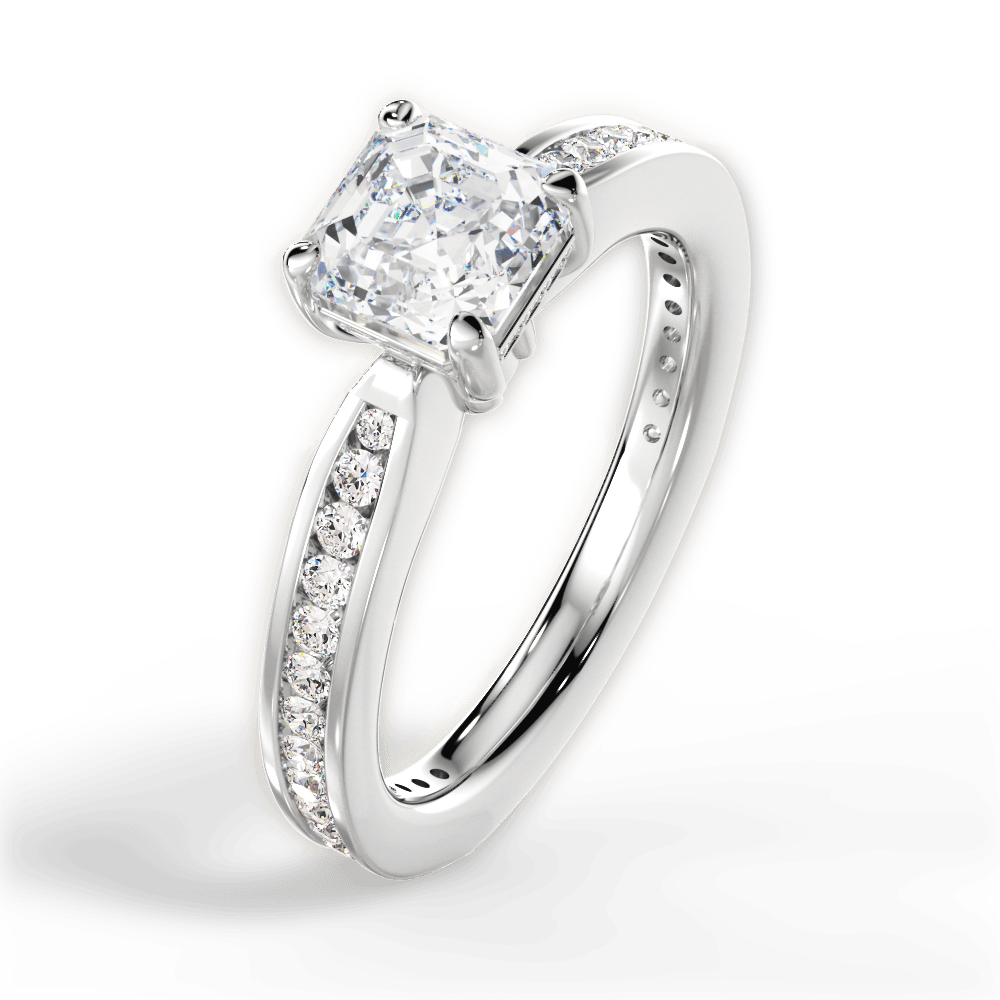 Katelyn Asscher Cut Lab Grown Diamond 18Kt White Gold Engagement Ring - View 2